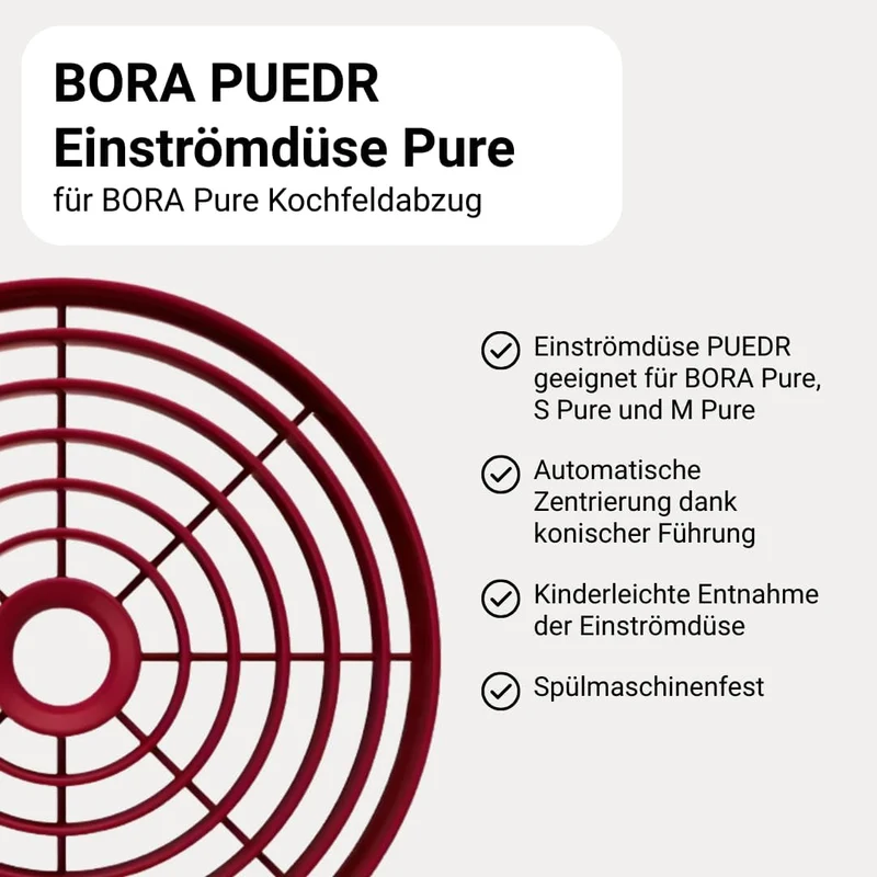 BORA PUEDB Original Einströmdüse Rot für PURE, Dunstabzug, Kochfeld Zubehör, Rot