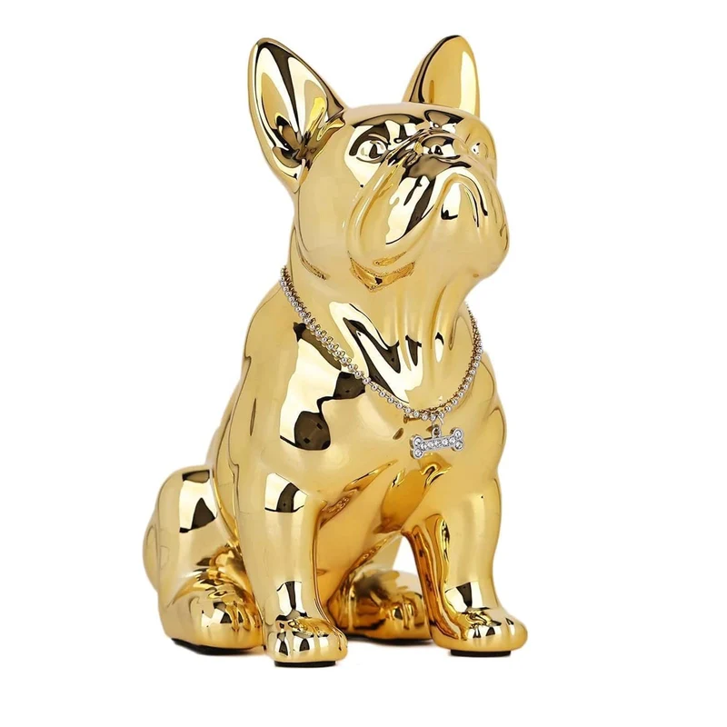 XYQXYQ Französische Bulldogge, Statue aus Metall, bunt, sitzend, Kunstharz, Hundestatue, britische B