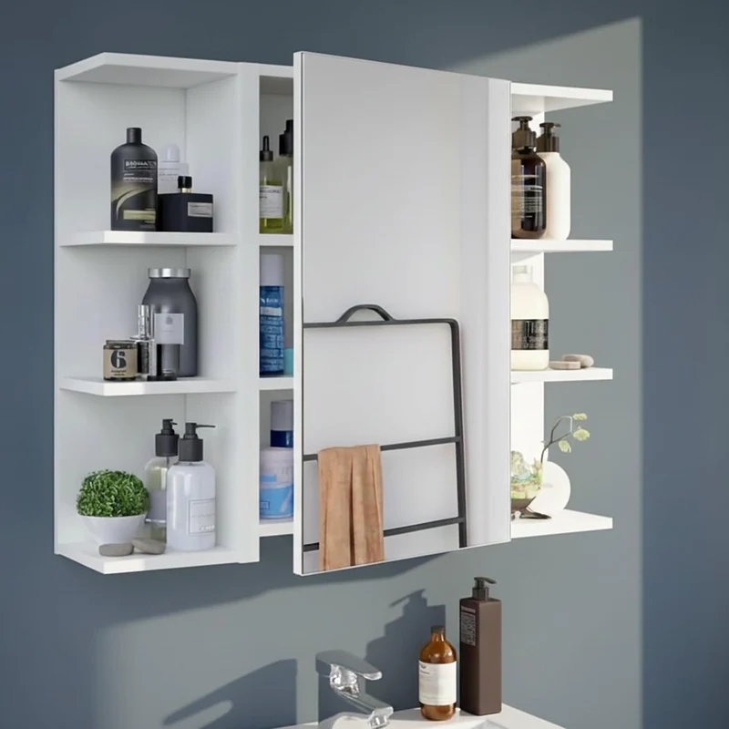 Dmora - Badezimmer-Wandschrank Lafayette, Säulenschrank für Badezimmer, Hängendes Schliessfach, Glän