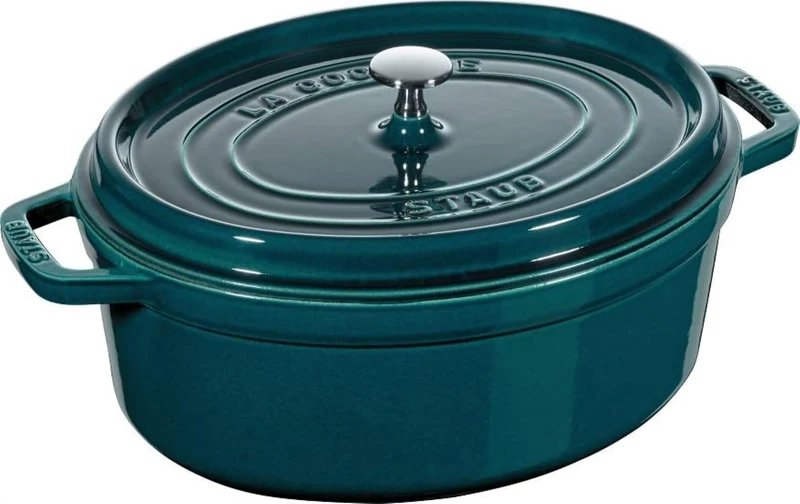 STAUB Gusseisen Bräter/Cocotte, Oval 37 cm, 8 L, Aromaregen Funktion, Für alle Herdarten geeignet, L