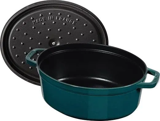 STAUB Gusseisen Bräter/Cocotte, Oval 37 cm, 8 L, Aromaregen Funktion, Für alle Herdarten geeignet, L