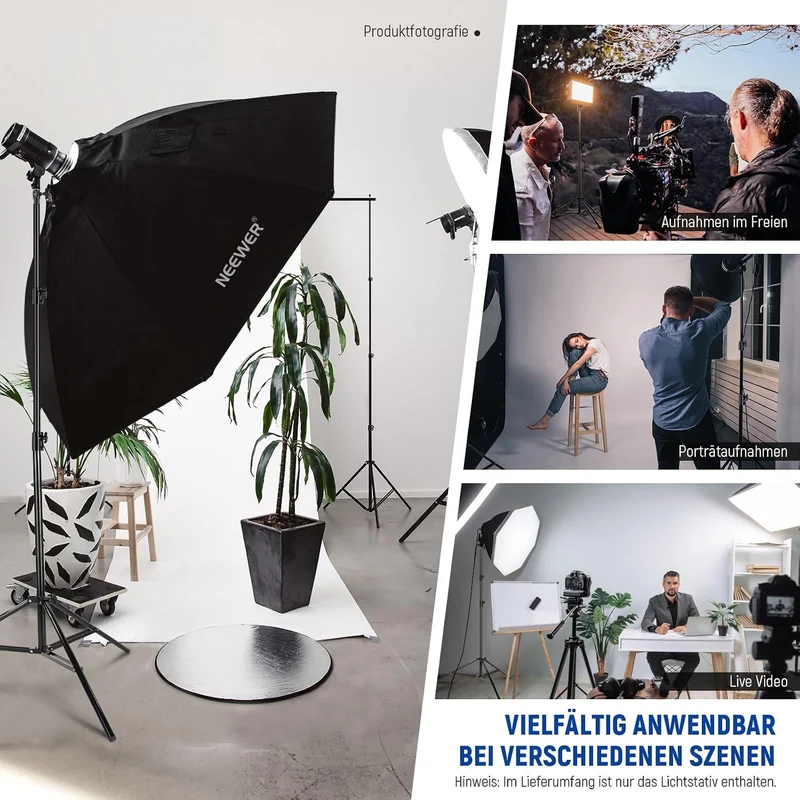 NEEWER 2,6m Lichtstativ, Luftgepolstertes Heavy Duty Metallstativ für Ringlicht Fotografie Lampen mi