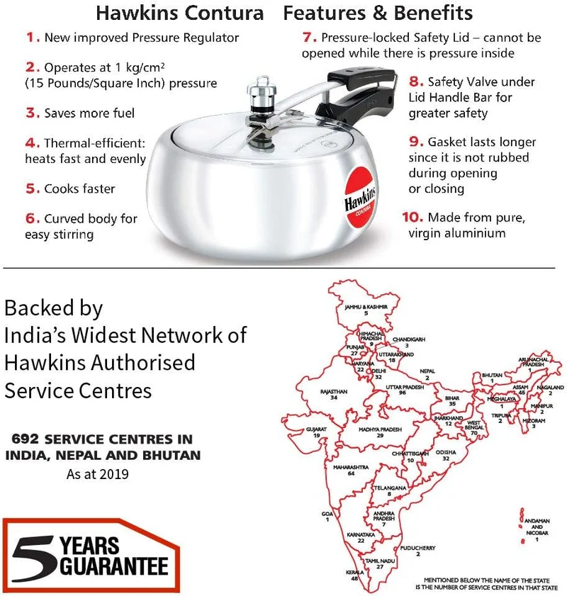 Hawkins HC35 Contura Schnellkochtopf, 3,5 l, Aluminium 3.5 litre, 3.5 litre