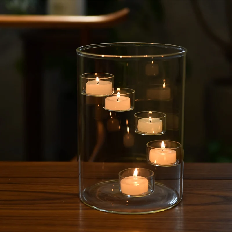 Hurricane Kerzenhalter aus Glas, Teelichthalter, Stumpenkerzenhalter, 21 cm hoch, transparent, Votiv