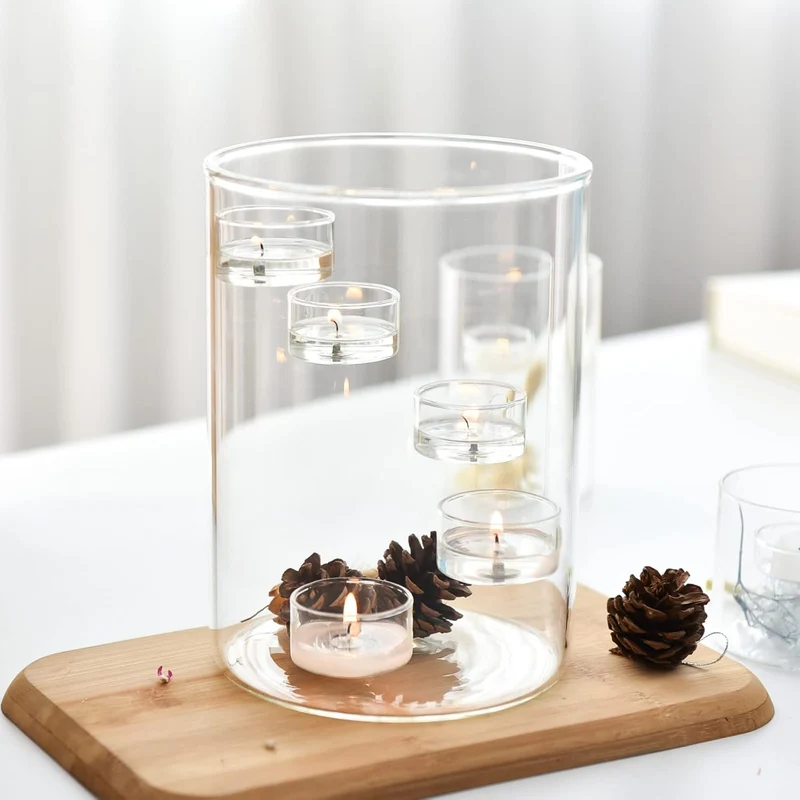 Hurricane Kerzenhalter aus Glas, Teelichthalter, Stumpenkerzenhalter, 21 cm hoch, transparent, Votiv
