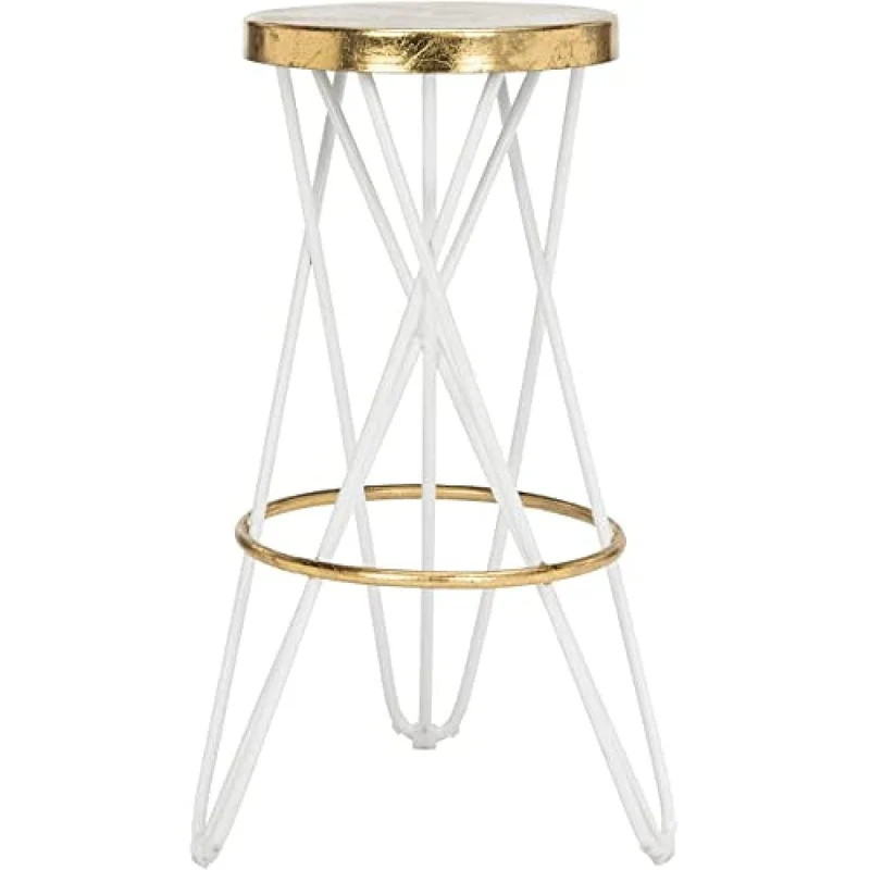 SAFAVIEH Modern Bar & Thekenhocker, Weiss und Gold Weiss / Gold, Weiss / Gold