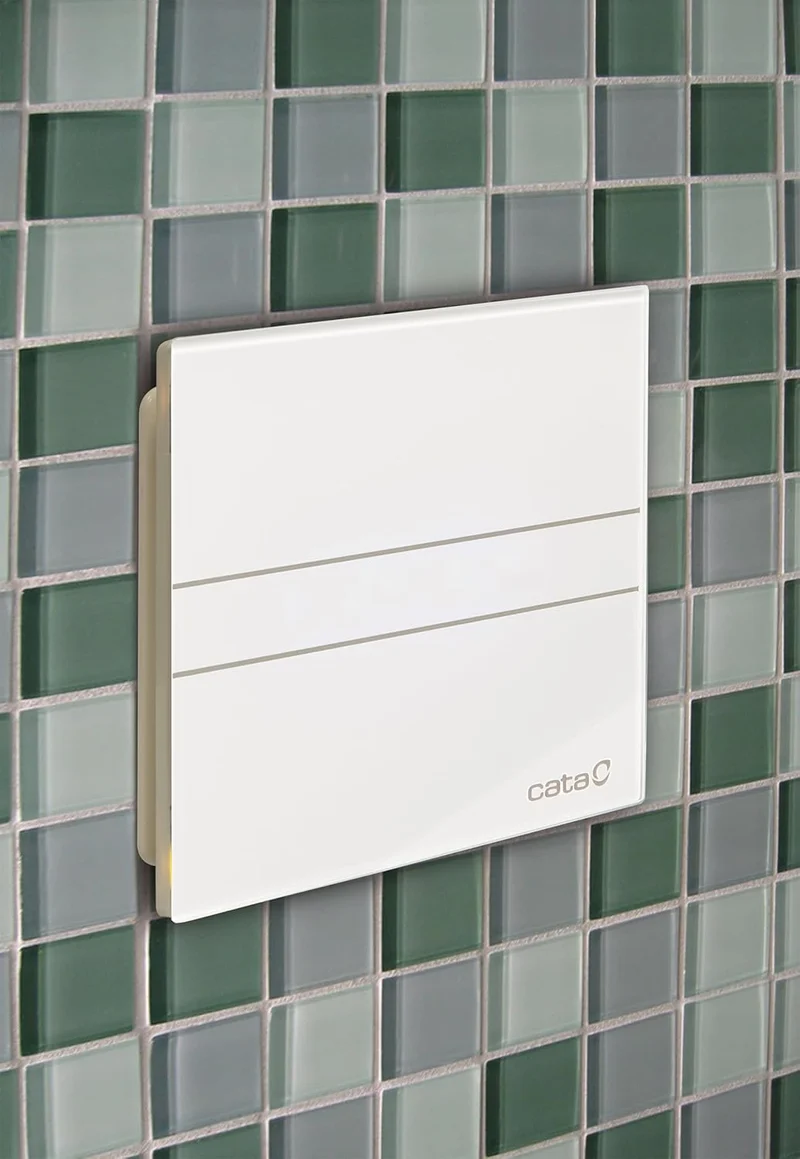 E-100 G - Abluftventilator für das Bad - Standardserie E Glass - Weisse Glasfront - Energieklasse B
