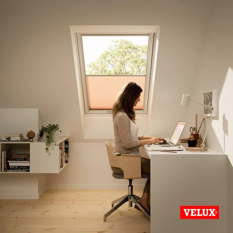 VELUX Original Dachfenster Plissee für MK06, Weiss, mit Grauer Führungsschiene
