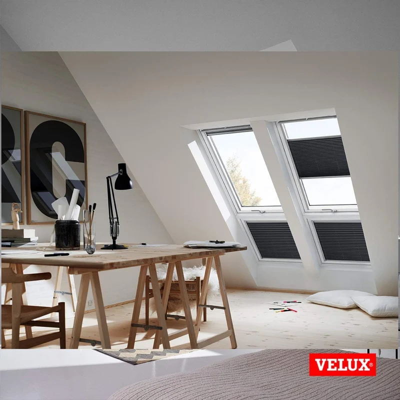 VELUX Original Dachfenster Plissee für MK06, Weiss, mit Grauer Führungsschiene