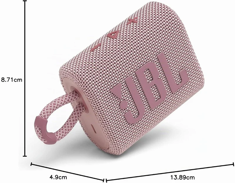 JBL GO 3 kleine Bluetooth Box in Pink – Wasserfester, tragbarer Lautsprecher für unterwegs – Bis zu