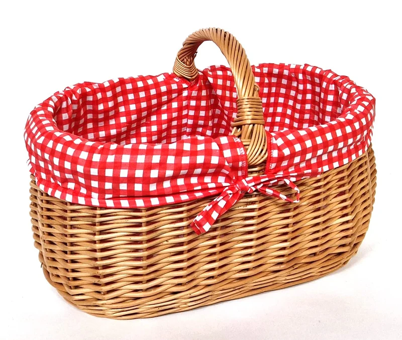 Tigana Einkaufskorb Pilzkorb aus Weide 44 x 30 cm mit Textileinlage