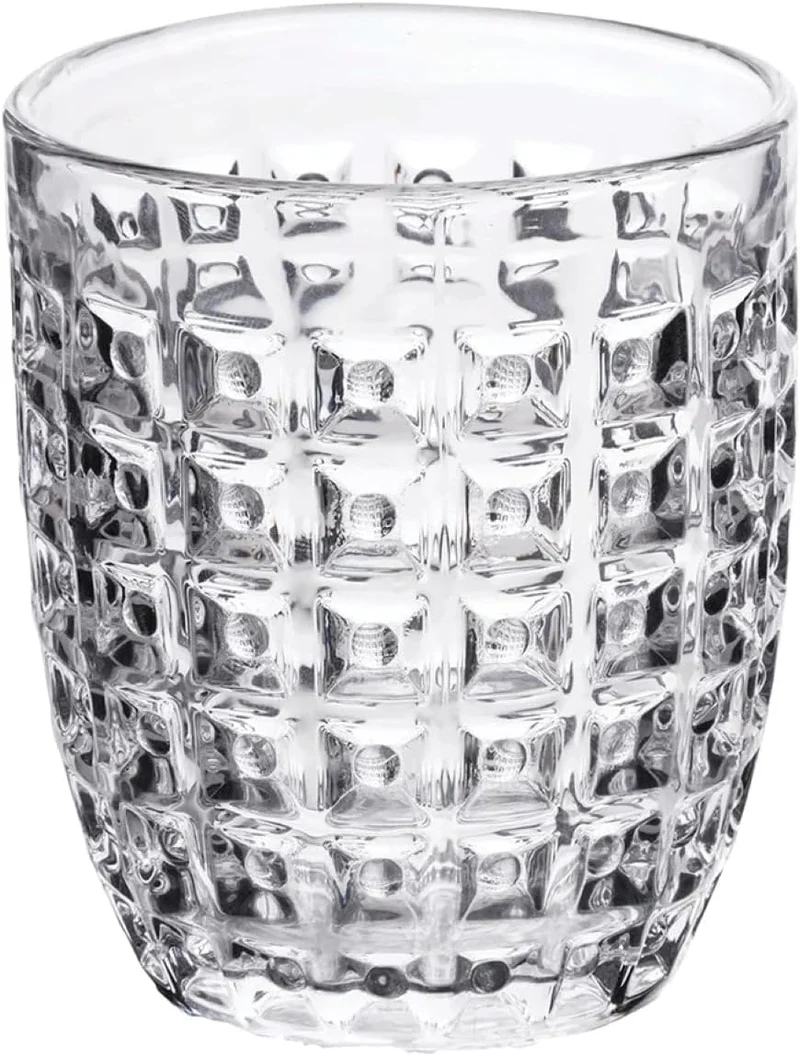 Villa d'Este Home Tivoli Geometrie Set Wassergläser aus farbigem Glas mit geprägter Verarbeitung, 24