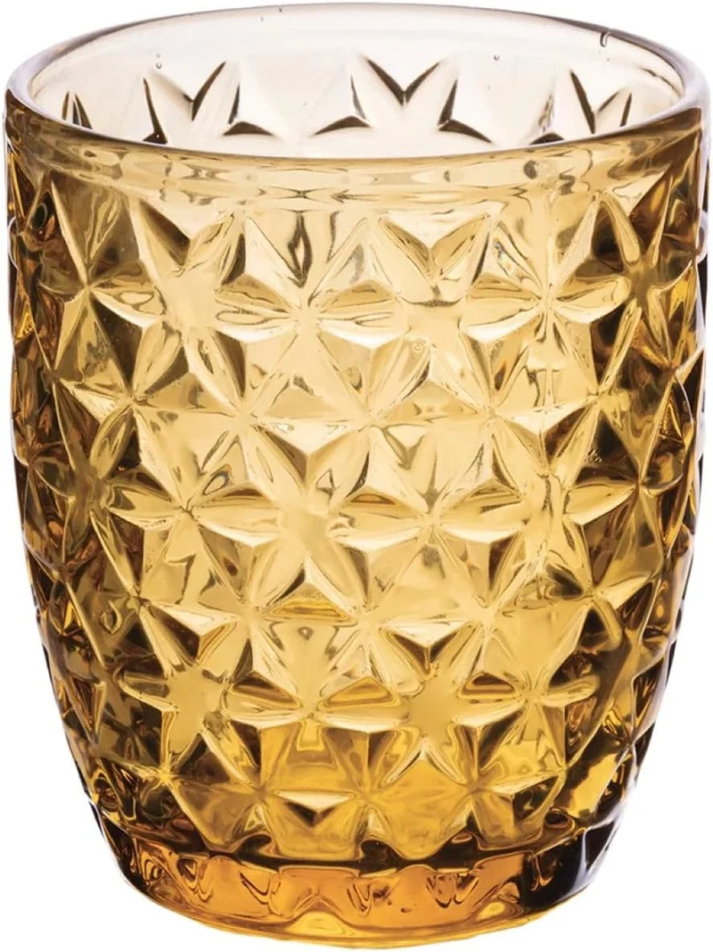 Villa d'Este Home Tivoli Geometrie Set Wassergläser aus farbigem Glas mit geprägter Verarbeitung, 24