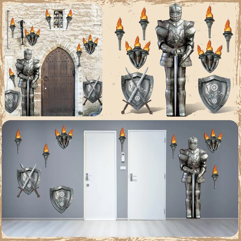 Honoson 10 Stücke Jointed Suit of Armor Knight Cut Out Mittelalter Party Dekorationen Fackel Requisi