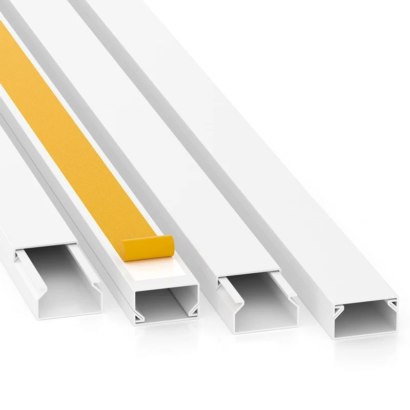 CILSON Kabelkanal 20 m | 20x 1 m Lang, 20x10 mm Breite x Höhe, Weiss, Selbstklebend, Wand- und Decke