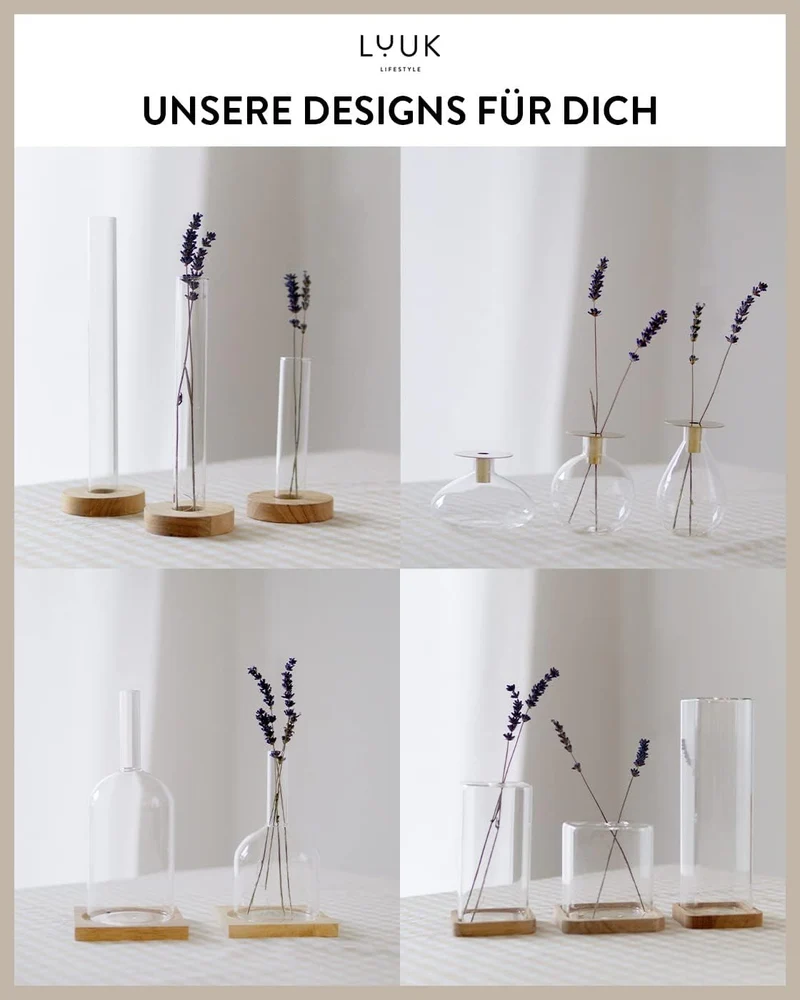 LUUK LIFESTYLE Glasvasen Kugel, Minimalistisches Design, Glasvase Klein, Rund, Oval, Deko-Vase, Mode