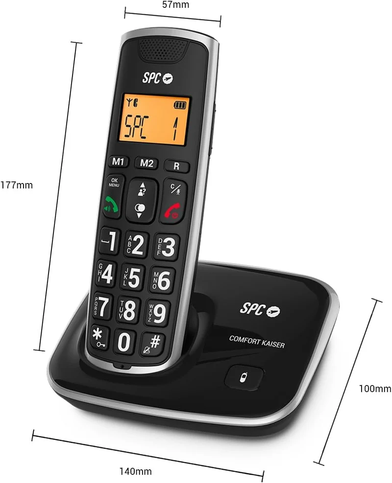 SPC Comfort Kaiser – Schnurloses Festnetztelefon für Senioren mit Tasten und Ziffern in XL–Grösse, v