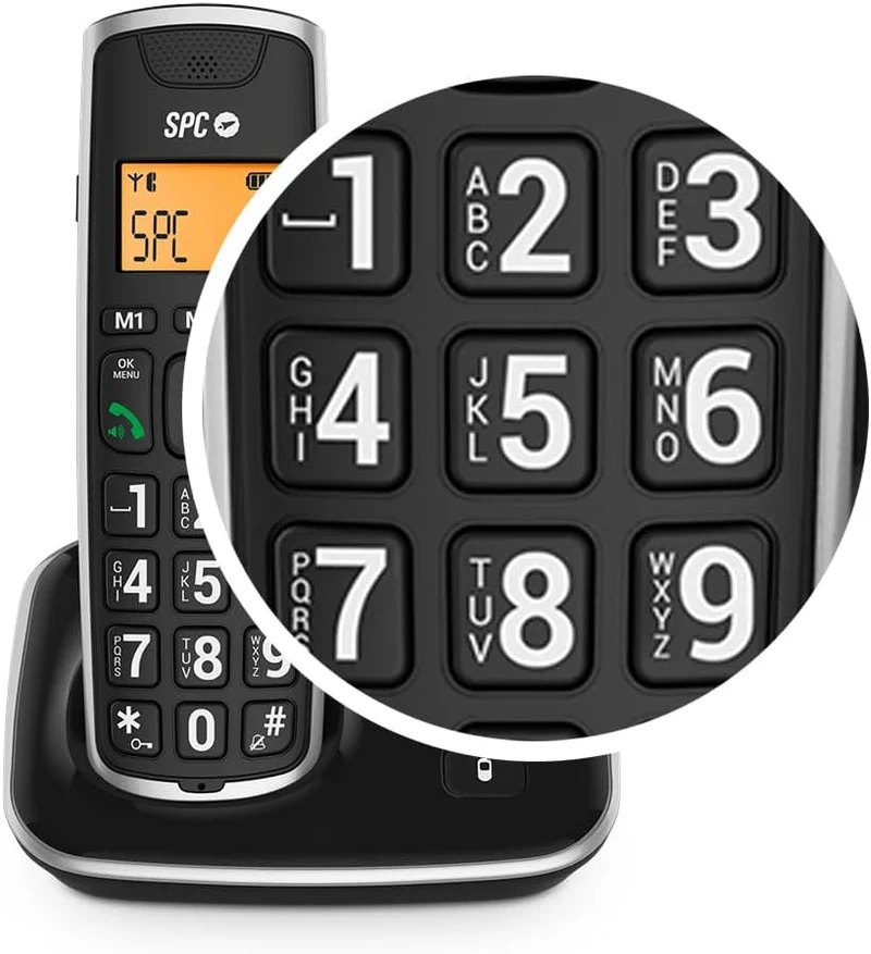 SPC Comfort Kaiser – Schnurloses Festnetztelefon für Senioren mit Tasten und Ziffern in XL–Grösse, v