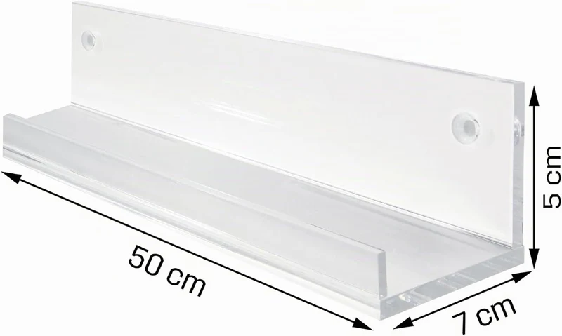 SIGEL GA111 Schmales Galerieboard / Regalboard / Ablageboard 50 cm, Acryl glasklar, 50 cm