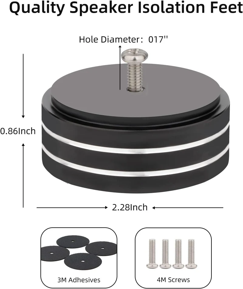 YuanYong Lautsprecher füsse 4 Stück 58x22mm HiFi Absorber füsse Lautsprecher-Isolationsfüsse subwoof