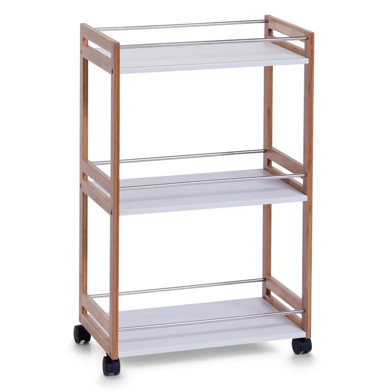Zeller Aufbewahrungsbox, Bambus/Holzimitat, Weiss, 56 x 14.5 x 159.5 cm 18633
