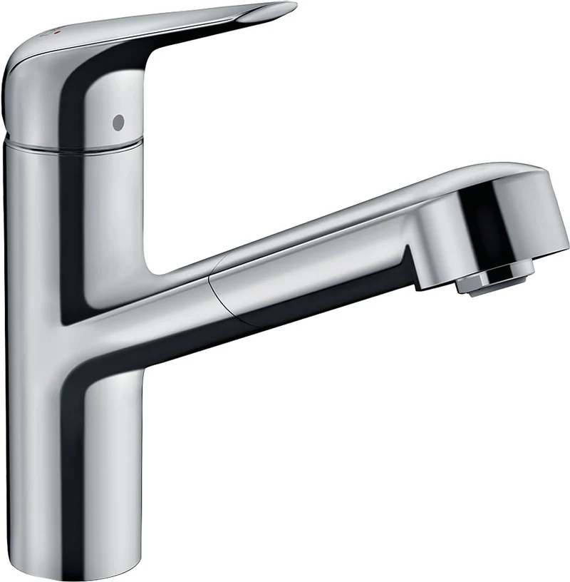 hansgrohe Küchenarmatur mit Schlauchbox (Wasserhahn Küche 120° schwenkbar, hoher und ausziehbarer Au