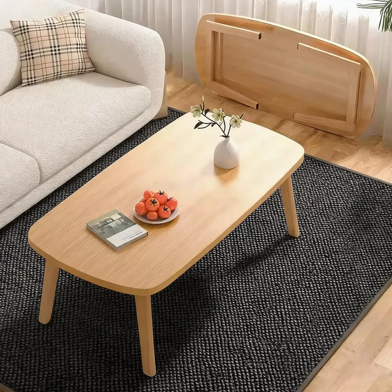 Couchtisch Klappbarer, Wohnzimmertisch Klein Holz, Tisch-Bein-Schnallendesign, Keine Montage erforde