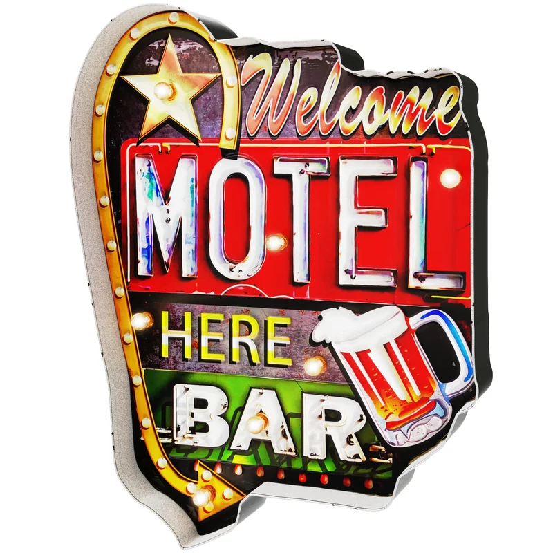 DiiliHiiri Leuchtschild Retro-Schild Wandschild im Vintage-Stil LED Schild Dekoschild Zubehör für Wo