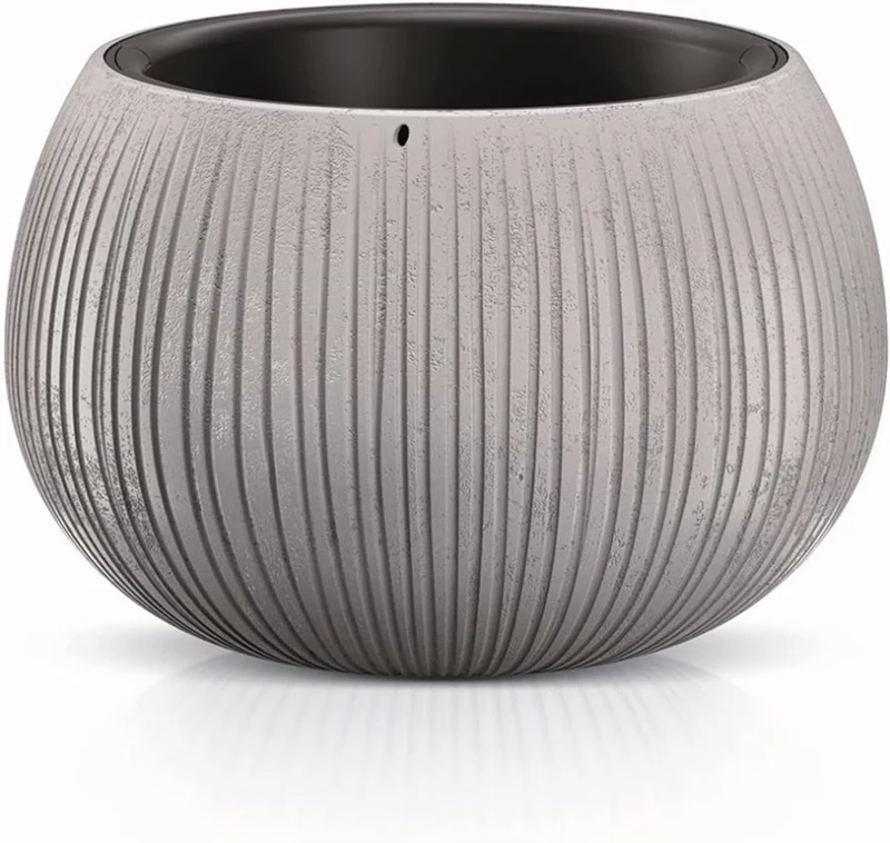 2x Prosperplast BETON BOWL de plástico CON depósito en color Cemento, 11 (alto) x 14,4 (ancho) x 14,