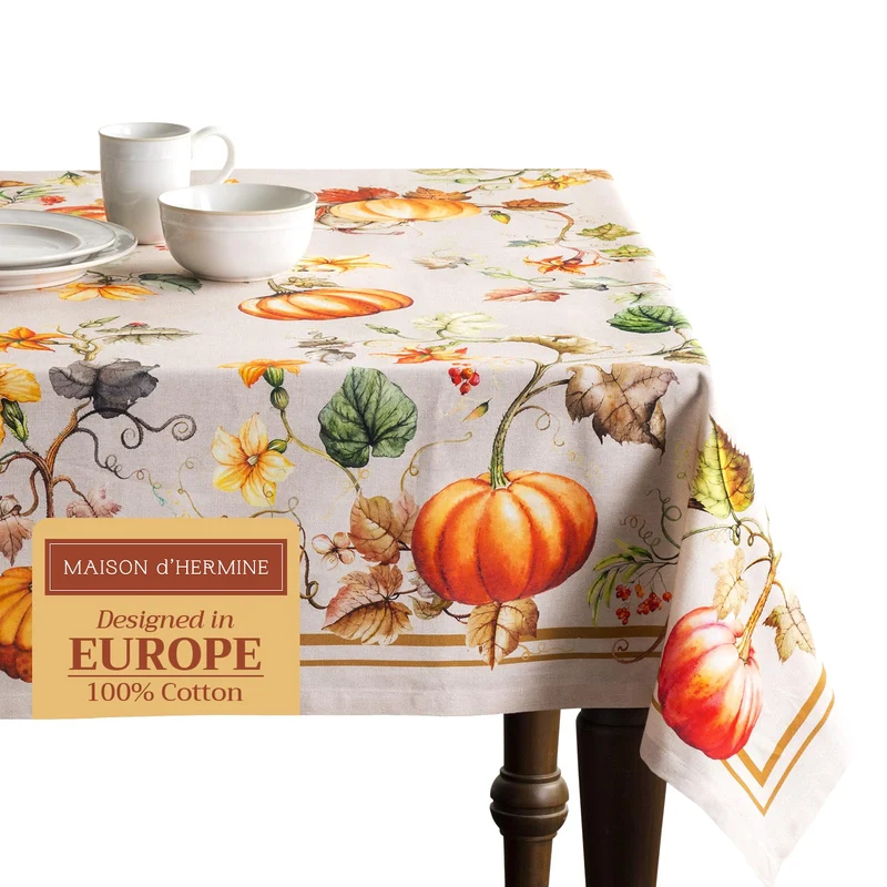 Maison d' Hermine Potiron 100% Baumwolle Tischdecke für Küche | Abendessen | Tischplatte | Dekoratio