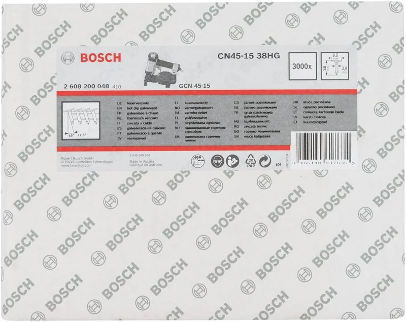 Bosch Professional Dachpappennagel CN 45-15 HG 38 mm, feuerverzinkt, 2608200048, 38 mm