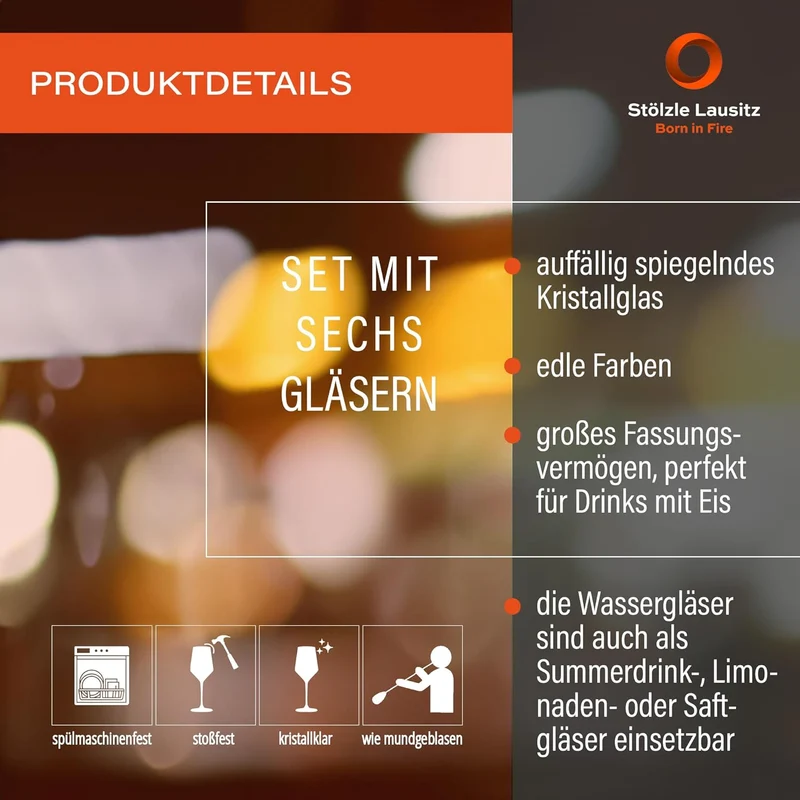 Stölzle Lausitz Longdrinkbecher Mirror Türkis / 6er Set Trinkgläser/Cocktailgläser/hochwertiges Long