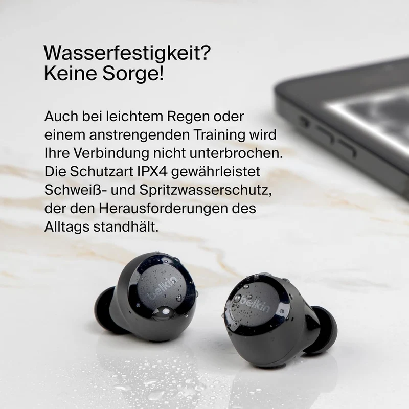 Belkin SoundForm Bolt True Wireless In-Ear-Kopfhörer, kabelloser Kopfhörer mit Mikrofon, Akkulaufzei