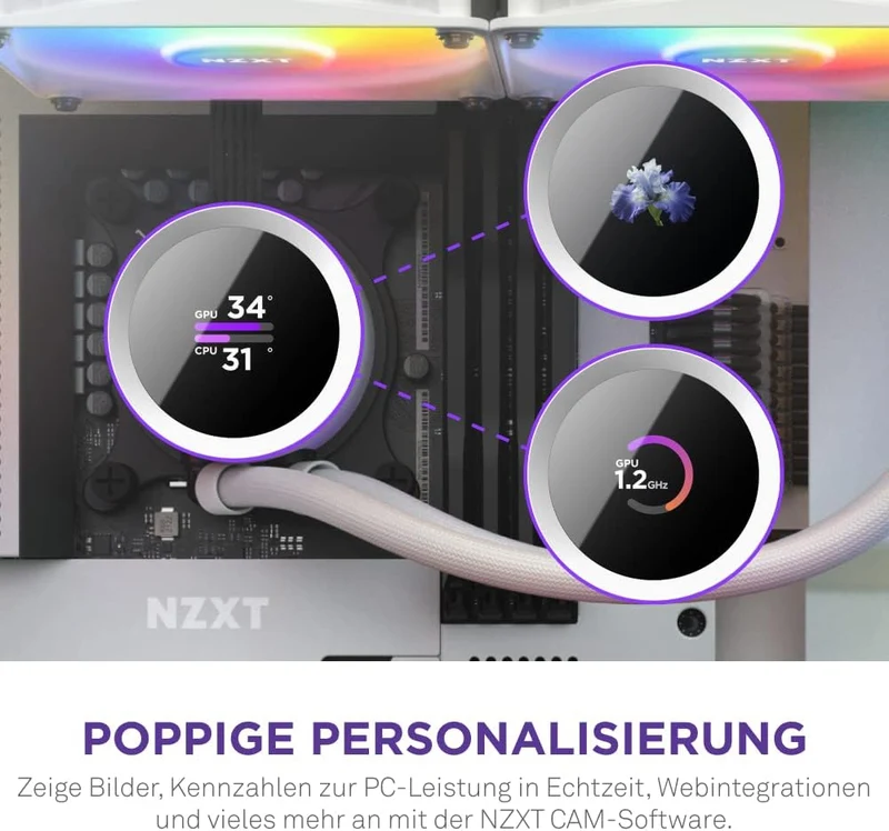 NZXT Kraken 280 RGB - RL-KR280-W1-280mm AIO CPU Wasserkühlung - 1,54" LCD Display 240x240-2x140mm RG