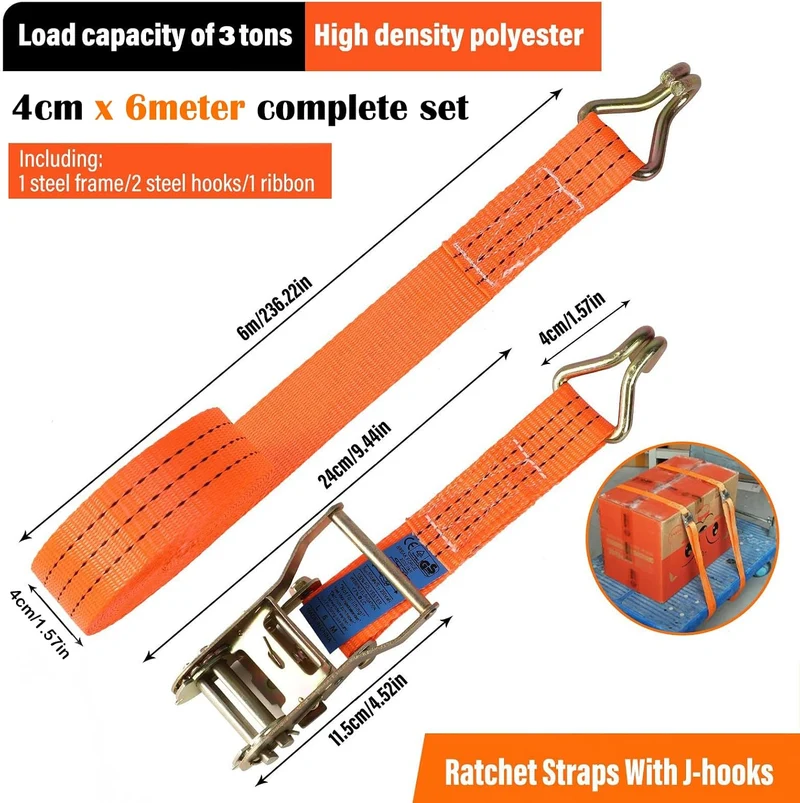 8 Stück Spanngurte mit Ratsche und Haken 2 teilig 3000kg 6m 40mm 3000 daN 3t Ratschengurte TÜV/GS Ze
