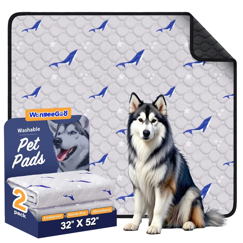 Welpenunterlagen waschbar, wasserdicht, 82 x 132 cm, 2er-Pack, Delfin Delfin-muster 82x132cm(2er-Pac