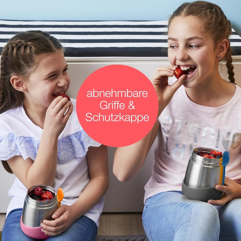b.box Isolierte Lebensmitteldose mit doppelwandigem Edelstahl und Löffel, Kinder-Lunchbox für warme