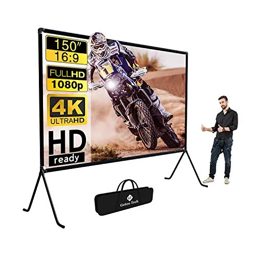 Beamer leinwand(150 "), Projektion Leinwand mit Ständer 16: 9 HD Faltbare Innen- / Aussenprojektion,