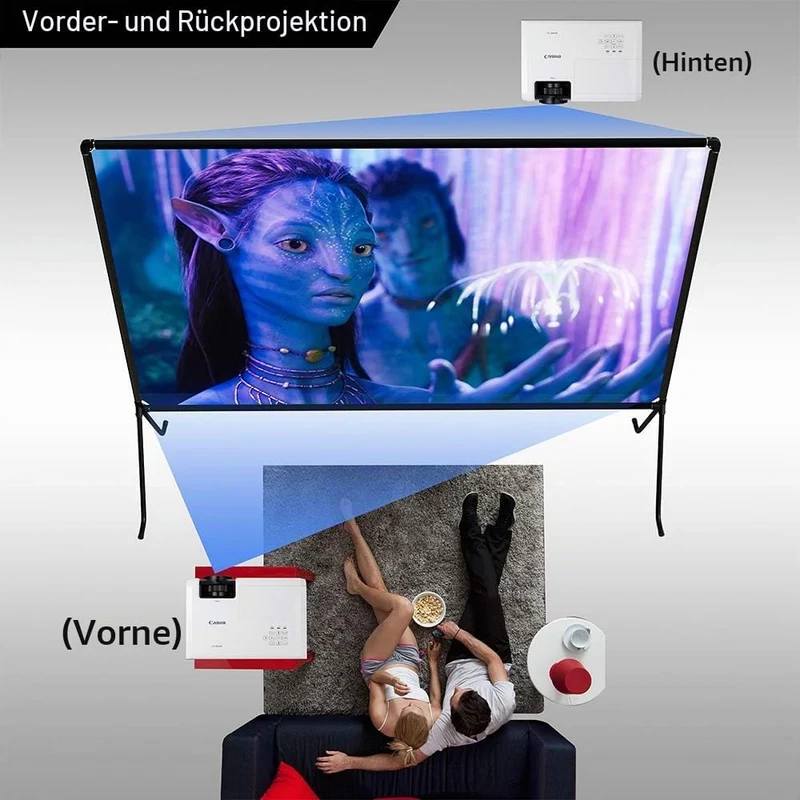 Beamer leinwand(150 "), Projektion Leinwand mit Ständer 16: 9 HD Faltbare Innen- / Aussenprojektion,