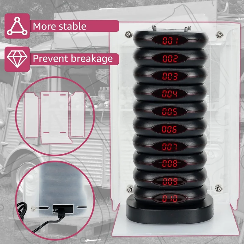 Retekess TD161 Pager Rufsystem mit Halterung, 500M Pager System mit Gebührenfreiem Tastatursender, E