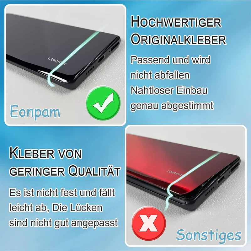 Eonpam Akkudeckel für Honor 20 Rückseite Glas Original Backcover Back Glas Ersatz Reparatur Set mit