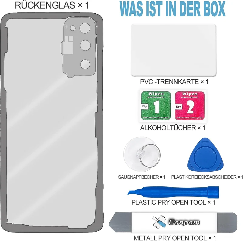 Eonpam Akkudeckel für Honor 20 Rückseite Glas Original Backcover Back Glas Ersatz Reparatur Set mit