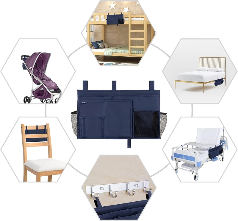 Surblue Bedside Caddy Hängebett Organizer Aufbewahrungstasche Tasche für Etagen-und Krankenhausbette