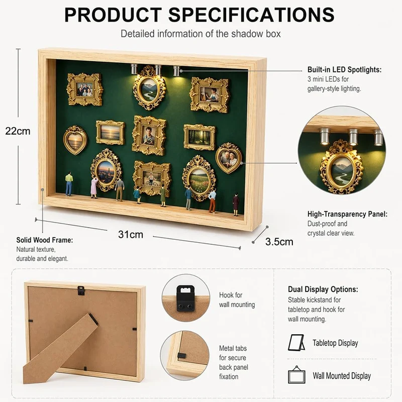 DIY Mini Museum Silhouette Box,Neu Kreatives Erinnerungsdisplay Kit,Minis Vintage Bilderrahmen Mit G