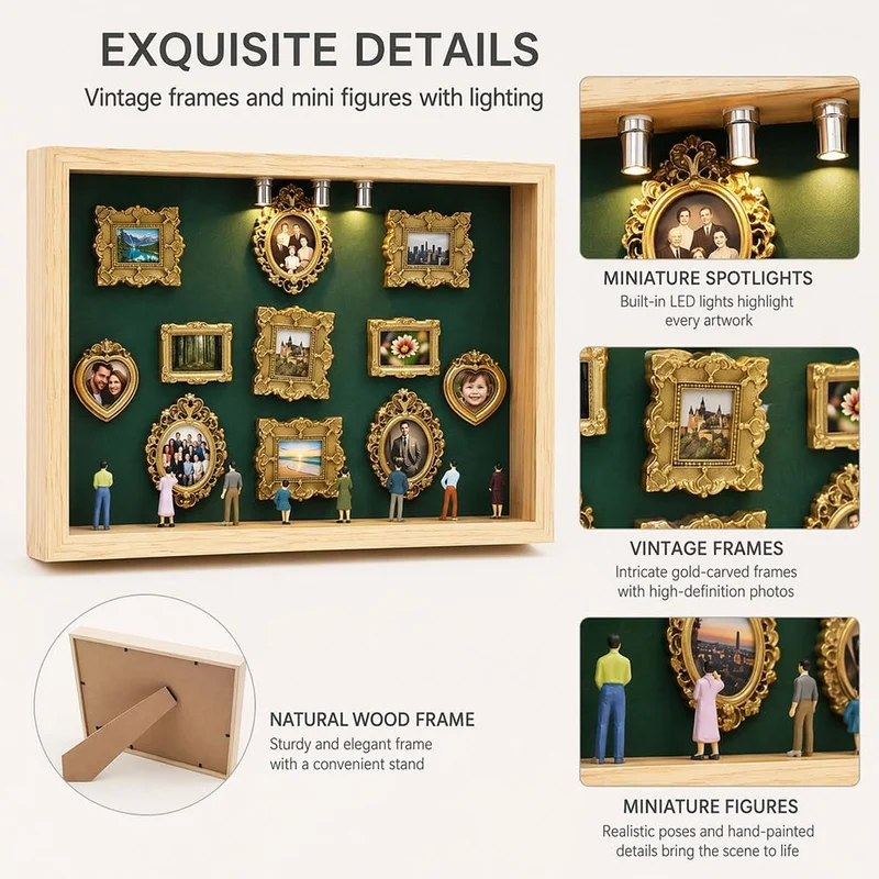 DIY Mini Museum Silhouette Box,Neu Kreatives Erinnerungsdisplay Kit,Minis Vintage Bilderrahmen Mit G