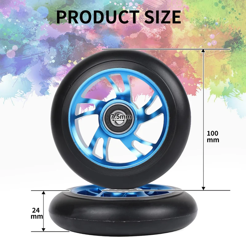 DBREAKS Stunt Scooter Rollen 100mm, 2 Stück Scooter Ersatzräder Blau 100mm Blau, 100mm Blau