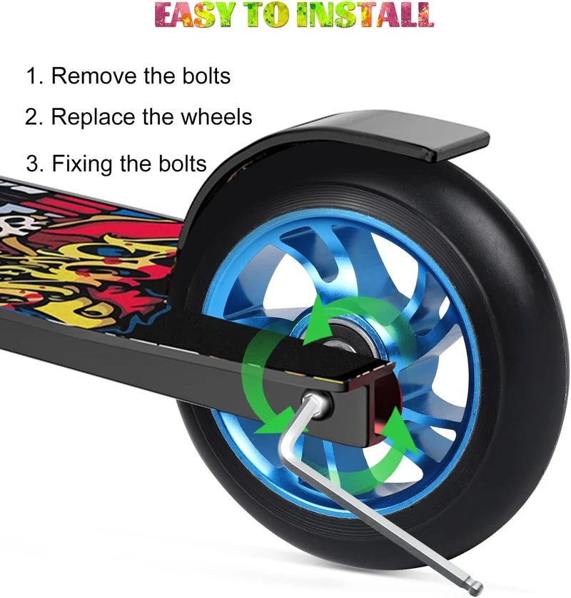 DBREAKS Stunt Scooter Rollen 100mm, 2 Stück Scooter Ersatzräder Blau 100mm Blau, 100mm Blau