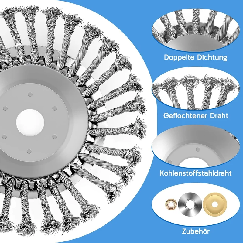 Unkrautbürste, Profi Unkrautbürste für Freischneider mit 25,4mm Bohrung, Wildkrautbürste für Motorse