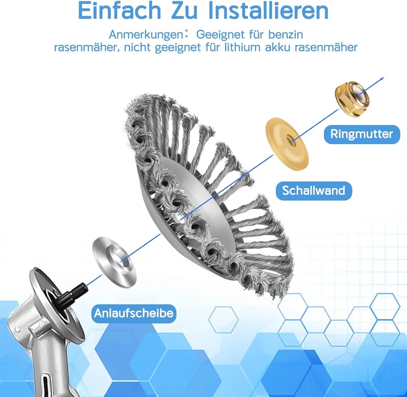 Unkrautbürste, Profi Unkrautbürste für Freischneider mit 25,4mm Bohrung, Wildkrautbürste für Motorse