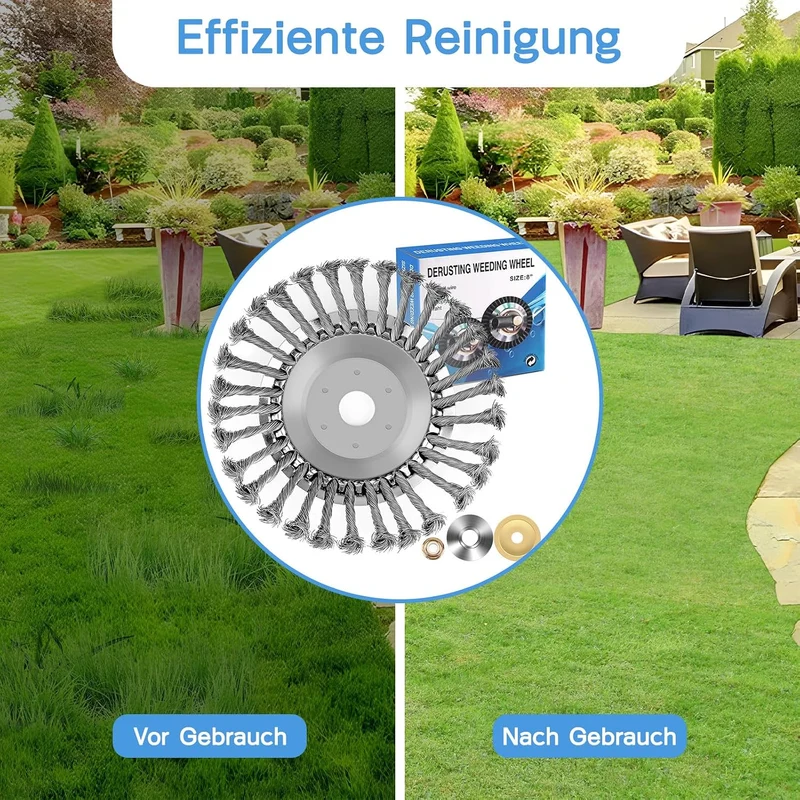 Unkrautbürste, Profi Unkrautbürste für Freischneider mit 25,4mm Bohrung, Wildkrautbürste für Motorse